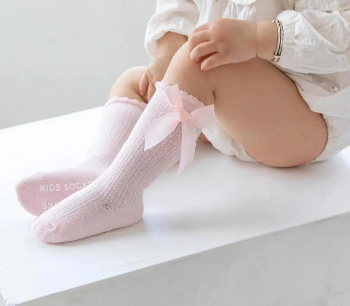 Red Bow Tie Knee High Tube Socks Girls