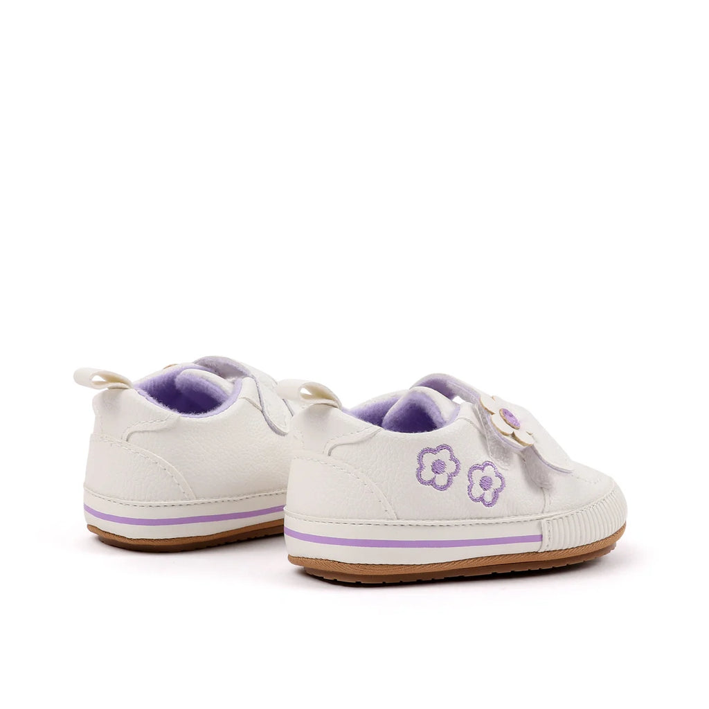 Spring and Autumn New Style Boys' and Girls' Baby Shoes Flower Pattern PU Casual Shoes 0-1 Years Old Learning Walkers Shoes