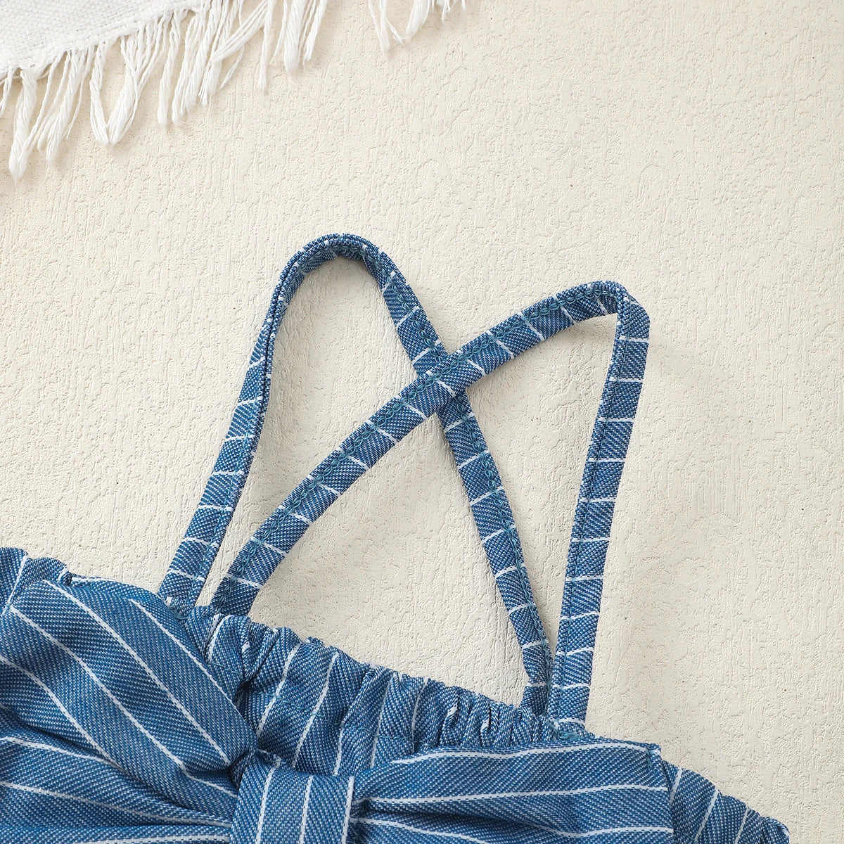 Newborn Children Baby girl Jumpsuit Blue Suspender Bow Stripe Summer Jumpsuit 0-18 Months Baby Girl Crawling Suit Baby Clothes