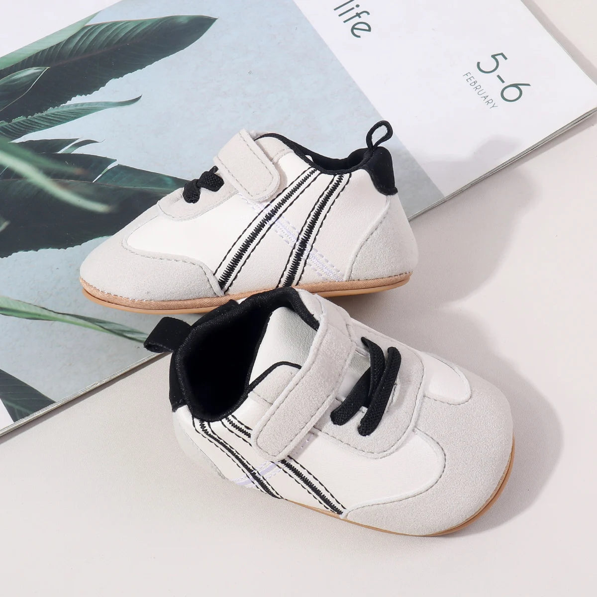 2025 New Spring Autumn Baby Girls and Boys Casual Sneakers TPR Sole Anti Slip Fashion Design PU Patchwork Infant Walking Shoes