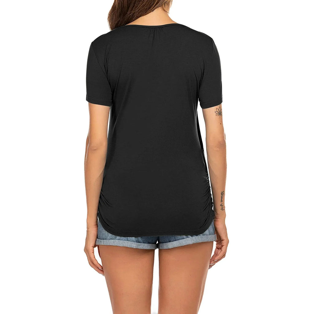 Womens Pregnant Maternity Clothes Nursing Tops Breastfeeding T-shirt Pregnancy Maternity Tops Tees Soild Colour Summer Shirt
