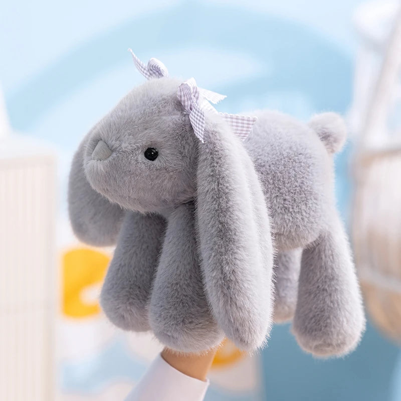 35CM Kawaii Bunny Plush Toy Ultra-Soft Long Ear Shy Rabbit Pillow Collectible Doll for Kids Birthday Easter Funny Party Gift