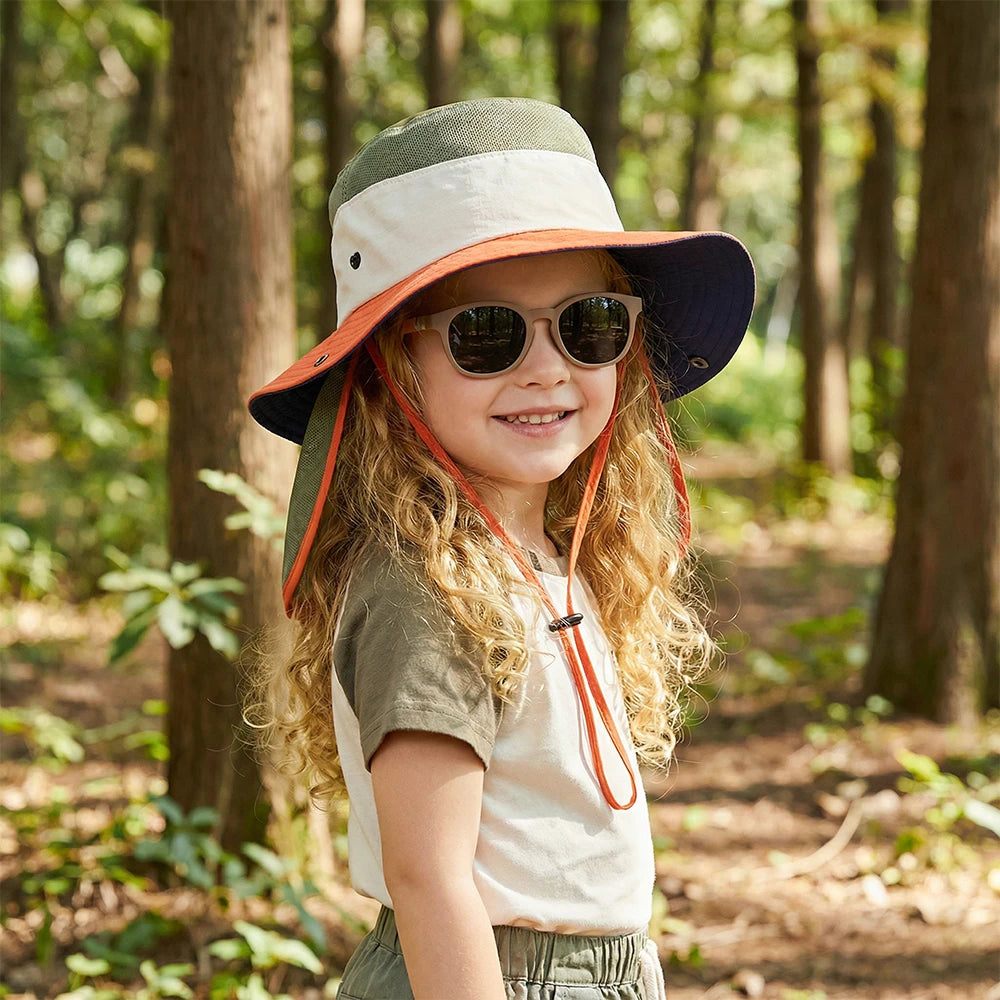 Children Summer Hat for Girls Boys Quick-dry Shawl Kids Bucket Hats Beach Travel Children Panama Kids Sun Cap 4-10Y