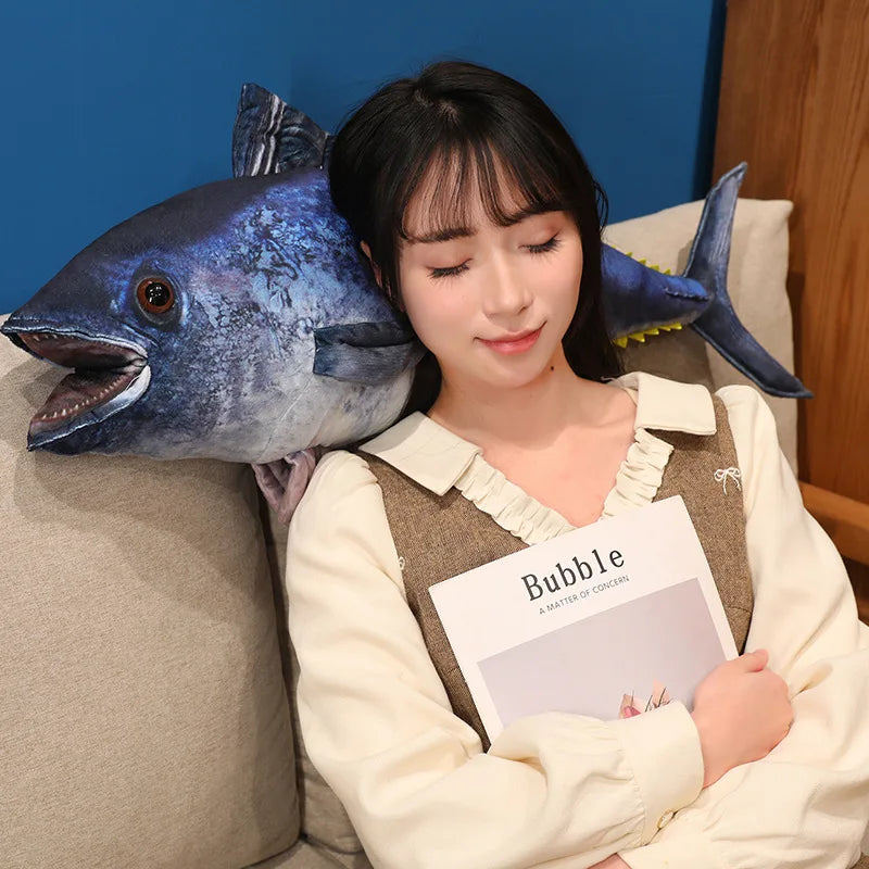 Hot Wholesale Stuffed Fish Throw Pillow 55/75/95cm 3d Simulation Tuna Plush Toys Creative Sofa Pillow Cushion Gift Kids Toy