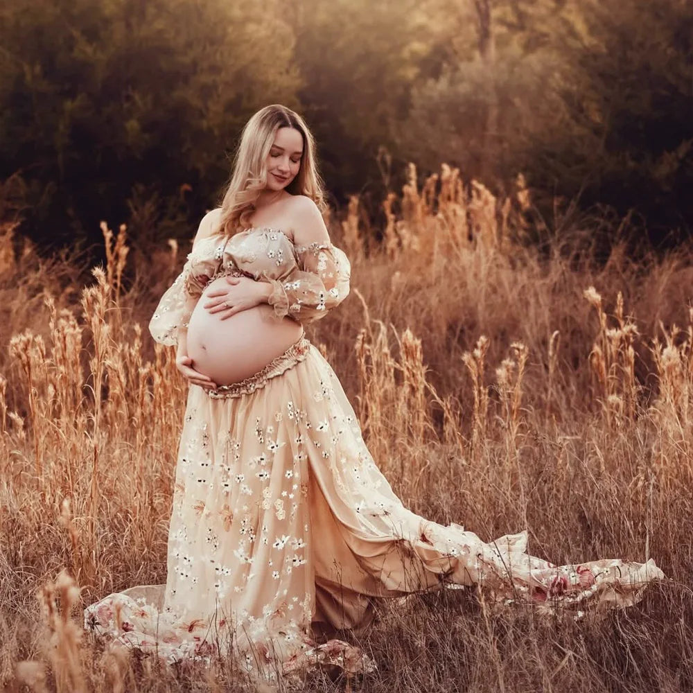 Maternity Photoshoot Dress Off Shoulder