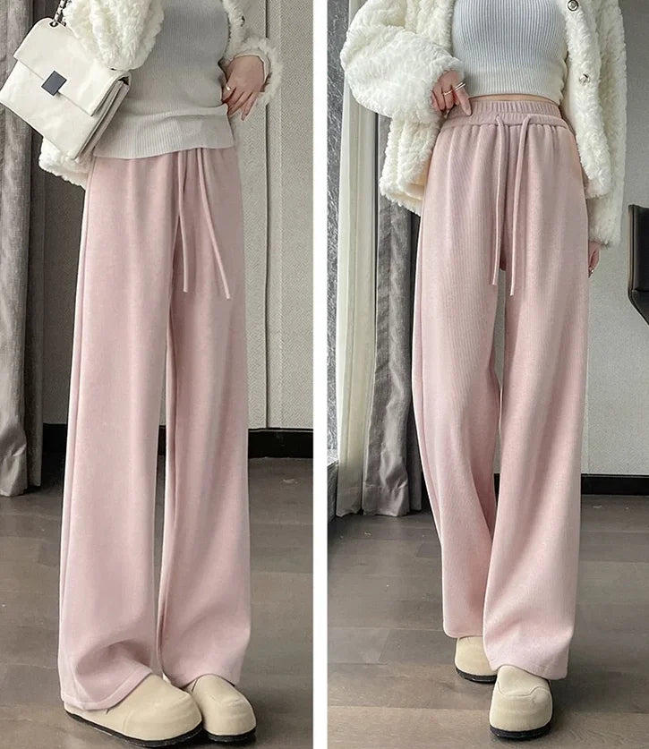 Pregnant Woman Maternity Straight Knitted Trousers With Adjustable Waist 2026 Autumn
