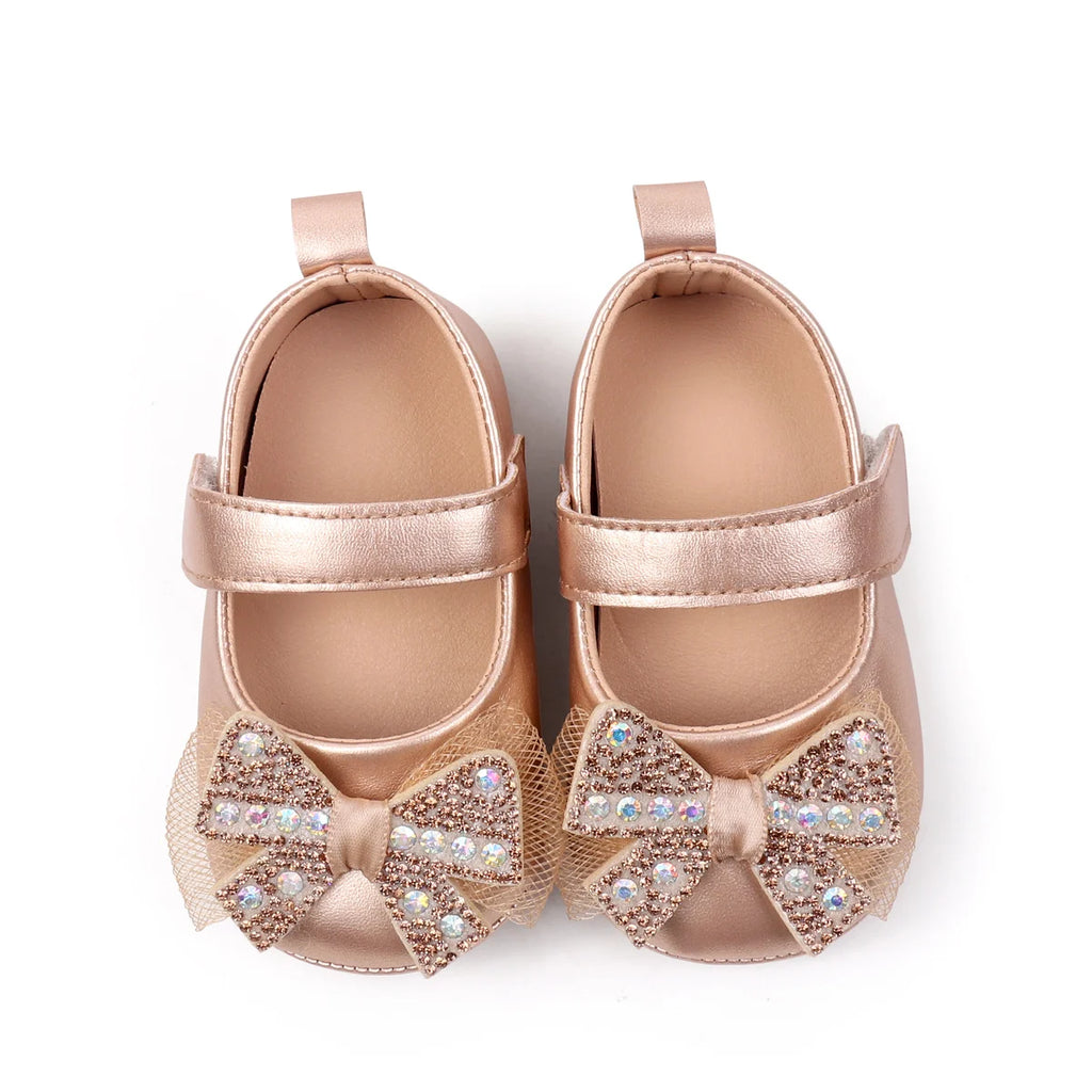 Spring Summer Sweet Shining Girl Princess Dress Shoes Bowknot Design Non-slip Indoor Outdoor Walking Shoes BBW5122