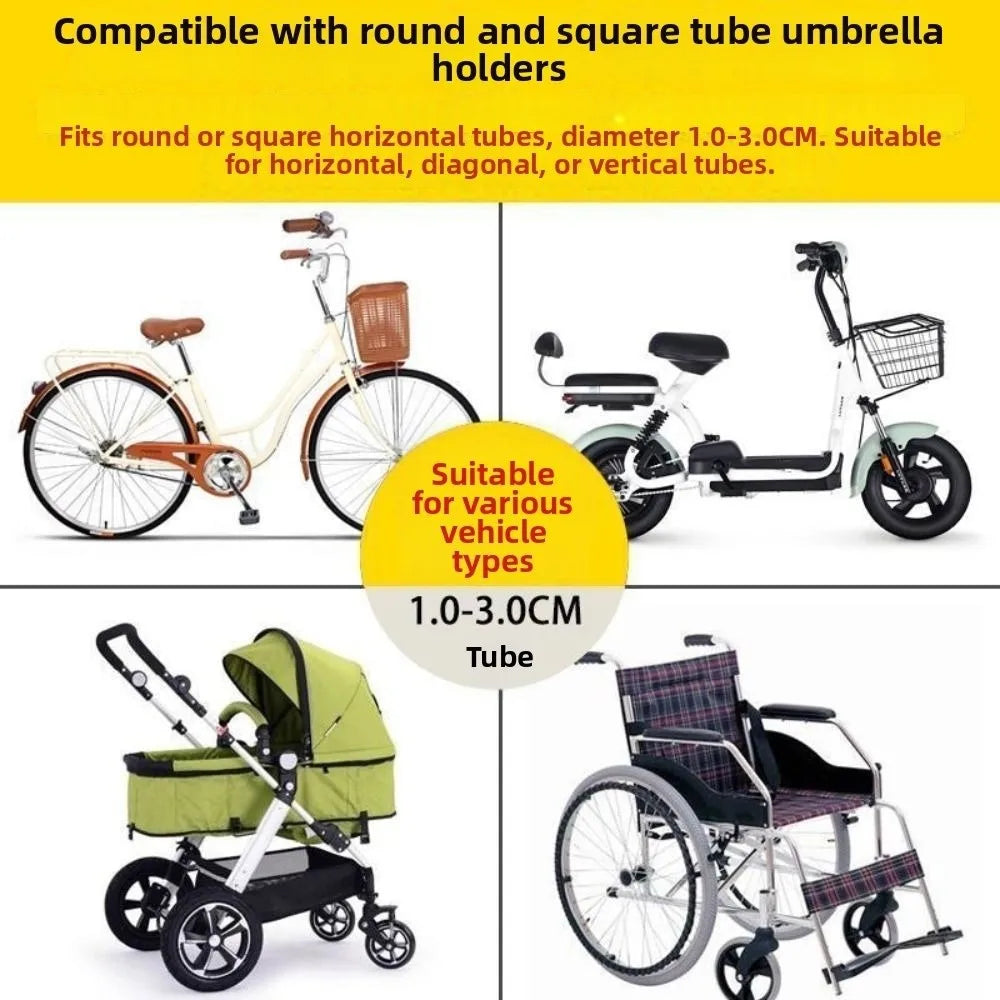Rainproof Adjustable Umbrella Mount Stand Adjustable Angle Non-slip Clamp Pram Umbrella Bracket Portable Flexible