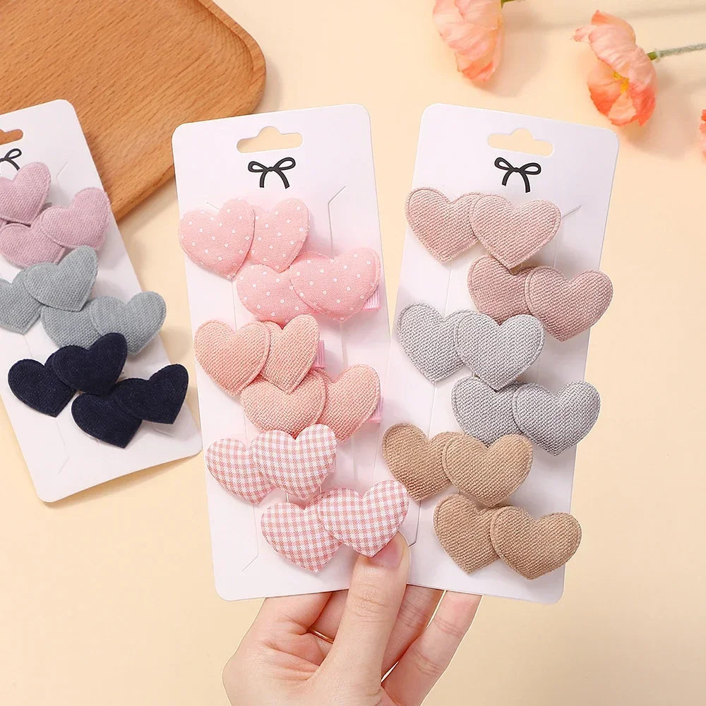 6Pcs Heart Designs Sweet Hair Clips Cute Headwear Mini Clips Kids Girls Outdoor Wear Lovely Hair Accessories Gifts