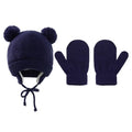Cross-Border Baby Hat Two-Piece Set Knitted Hat Gloves Foreign Trade Classic Style Warm Hat Gloves Set for Children