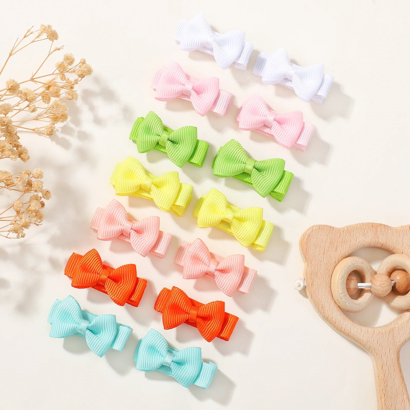 BABY BOWS 100Pcs 1.2'' Ribbon Hair Bows Clips for Baby Girls Candy Color Bowknot Hairpins Headwear Toddlers Hair Accessories