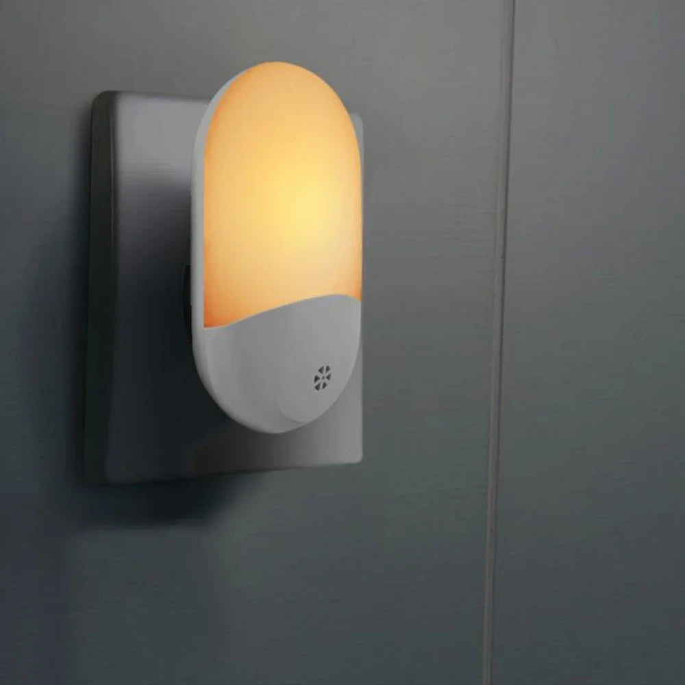 Melery LED Sensor Light EU Plug Night Warm White Nightlight Dusk/Dawn for Children Home Bedroom Bathroom Kitchen Hallway Stairs