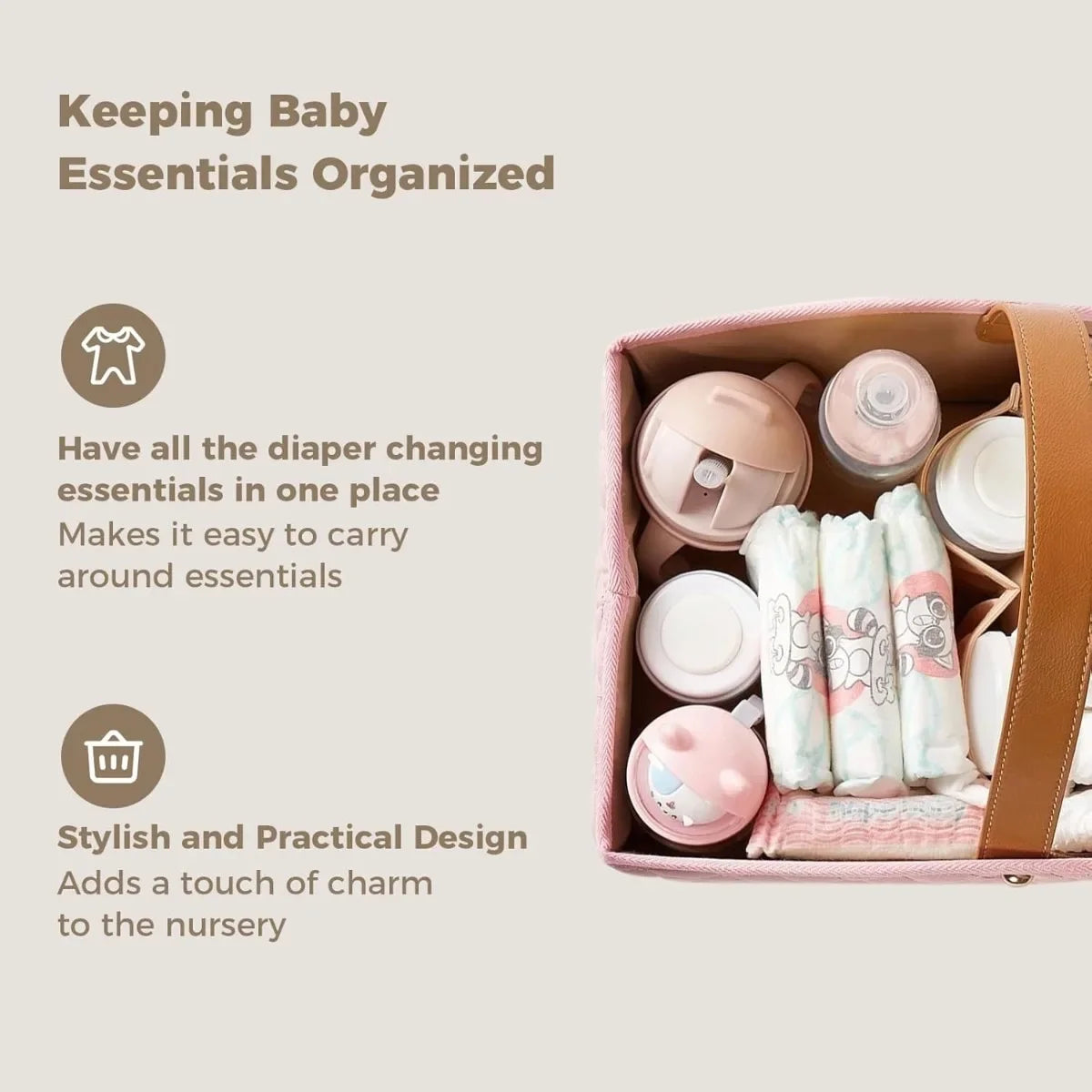 Baby Diaper Caddy Organizer Baby Room Storage Basket Nursery Storage Basket Newborn Essentials Suitable for Outdoor Use