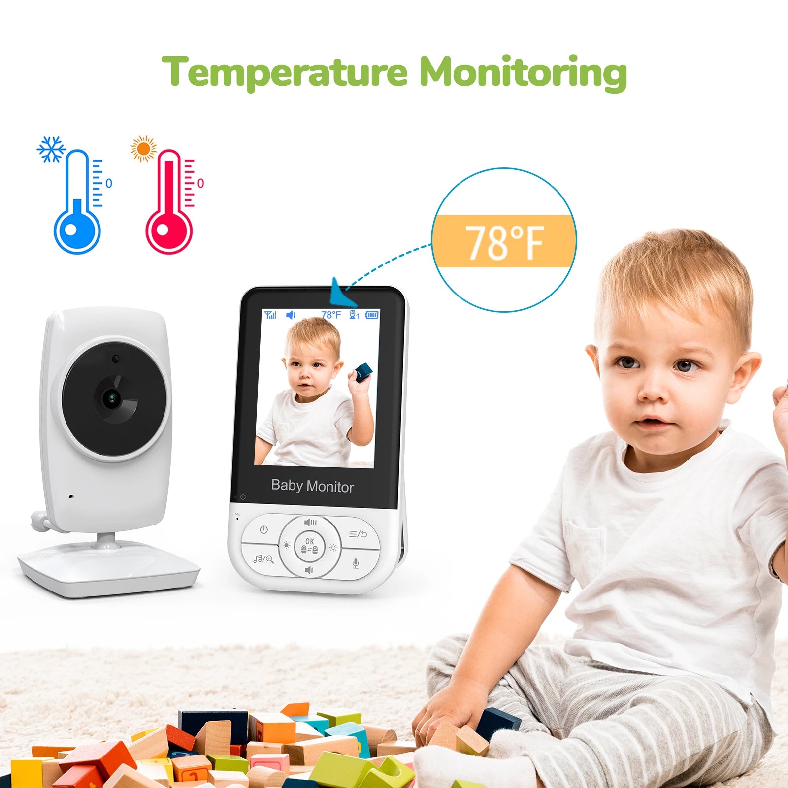 2.8inch 720P Baby Monitor with Camera  2.4G NO WIFI 30 Hours Two-way Communication Night Vision Video Baby Monitor