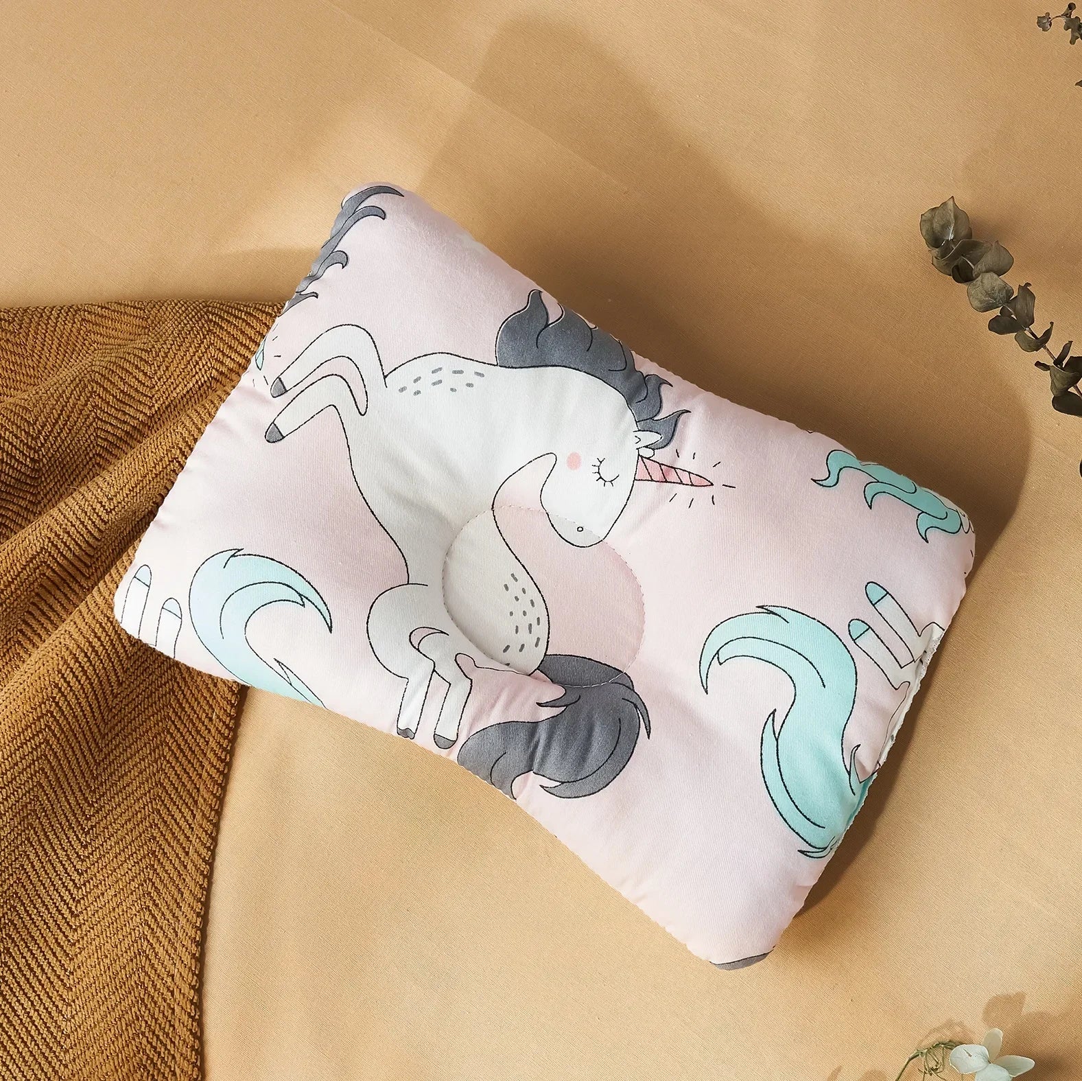 INSULAR Infant Head Pillow For Babies Baby Design Breathable Cotton Cushion Head Support
