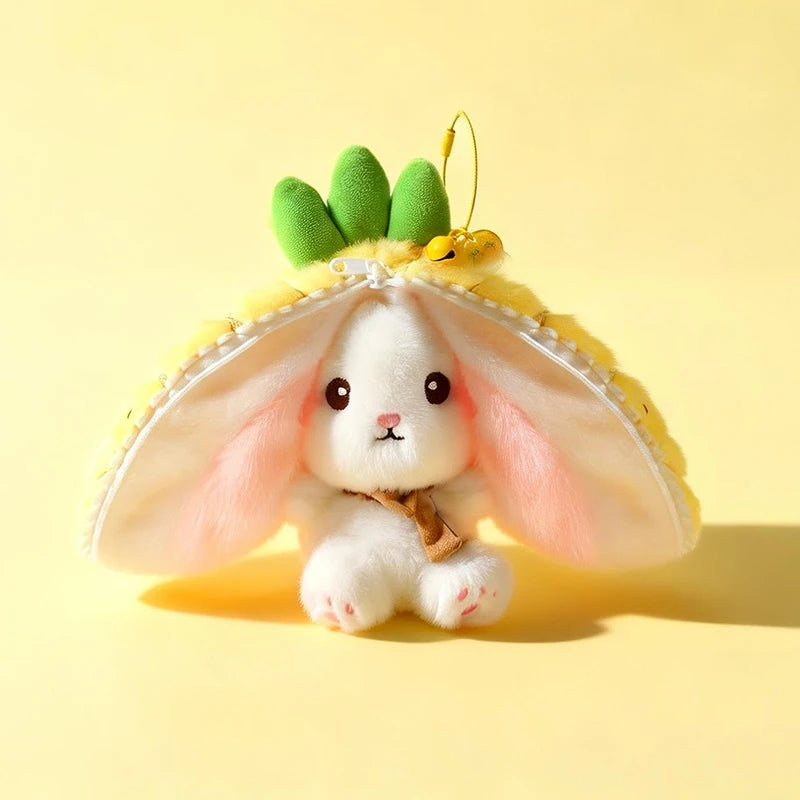 Hot Cute Fruit Bunny Plush Toy Creative Durian Pineapple Carrot Strawberry Turn Into Rabbit Soft Doll Birthday Christmas Gift