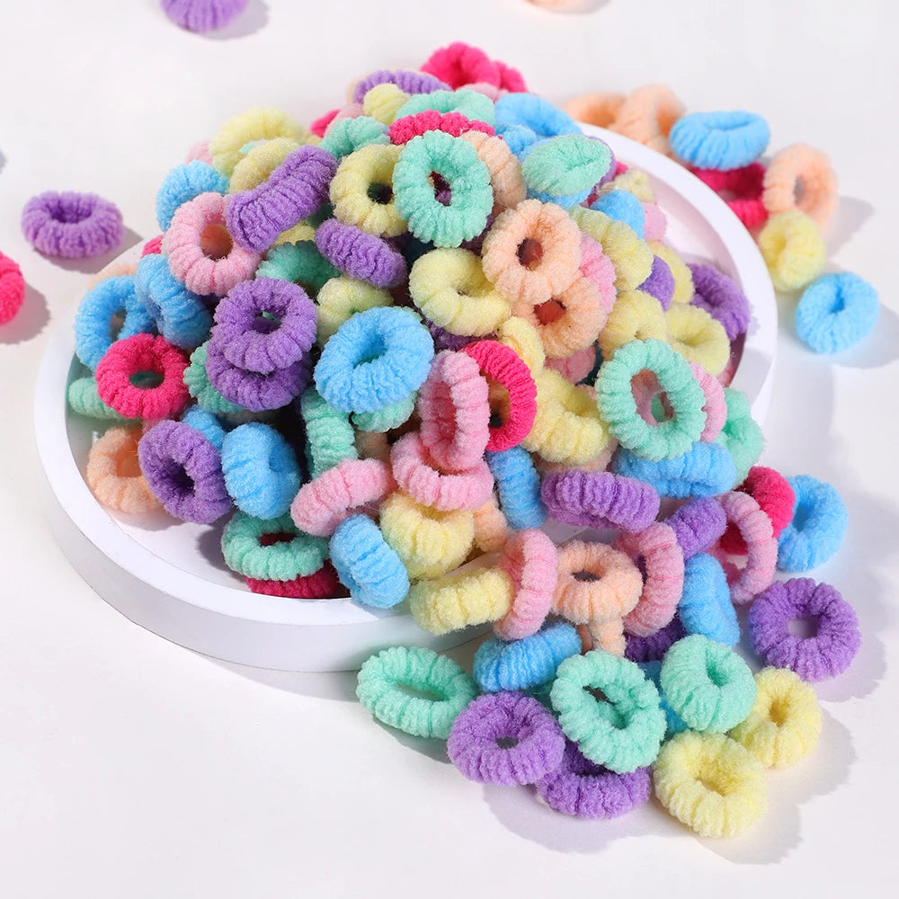 100Pcs Children Elastic Hair Bands Girls Colorful Hair Ties Ponytail Holder Rubber Bands Mini Scrunchie Kids Hair Accessories