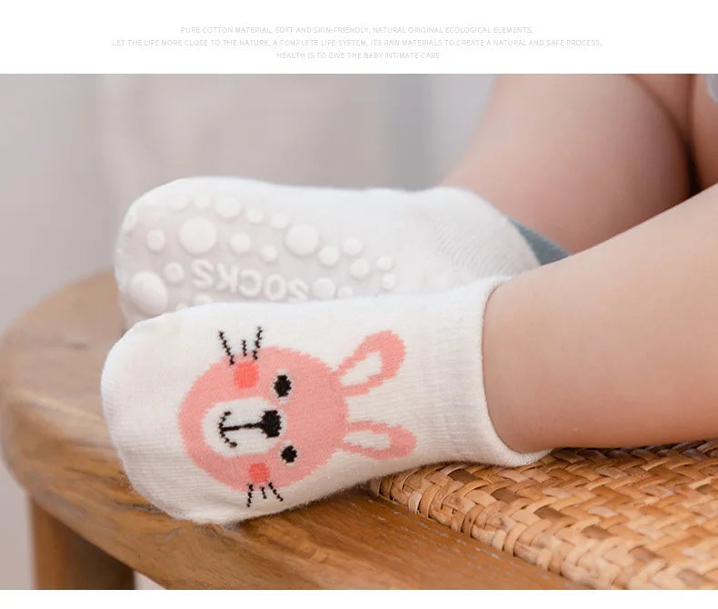 Non Slip Baby Toddler Socks Soft Anti Skid Floor Socks for Newborns and Infants With Rubber Grips For 0-5Years Cotton Baby Socks