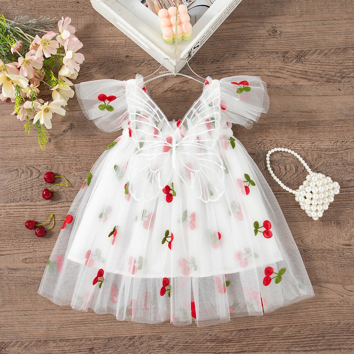 Summer New Cute Butterfly Chiffon Baby Girl Dress, Princess Style Children'S Clothing (9 Months -4 Years Old)