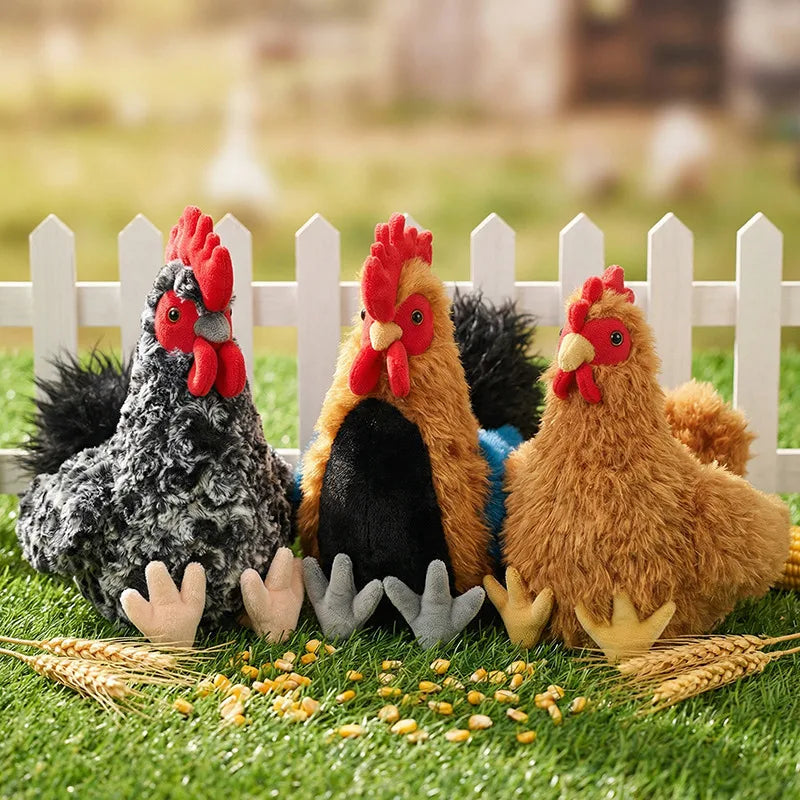 2026 New Simulation Chubby Rooster Hen Black-bone Chicken Fluffy Simulation Animal Poultry Stuffed Soft Lifelike Huggable Pillow