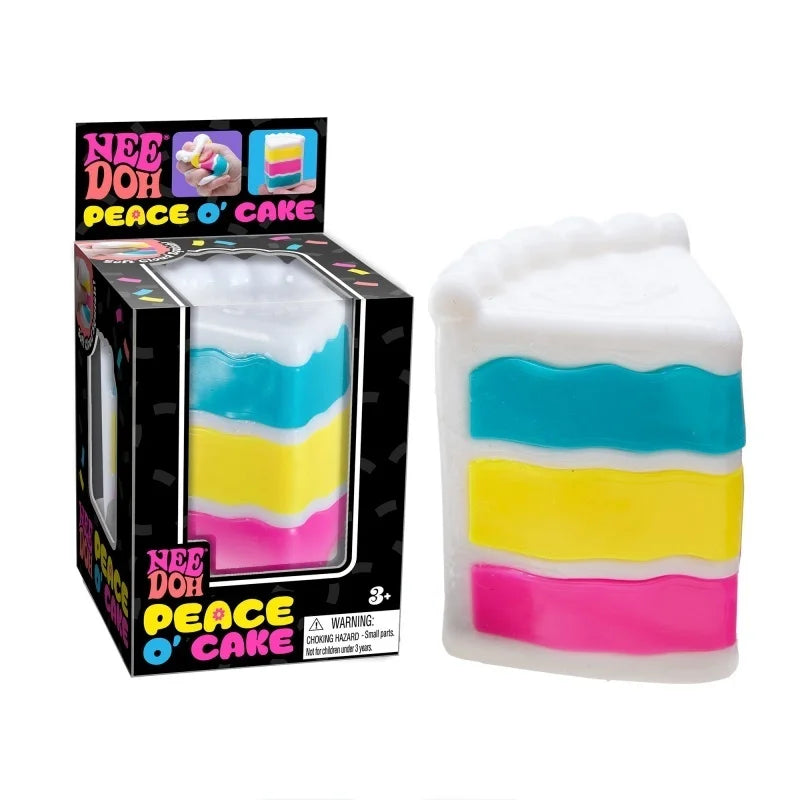 Needoh Peace O' Cake Slice Stress Squeeze Toy TPR Soft Squishy Fidget Gadget Mood Soothing Sensory Toy For Office Decompression