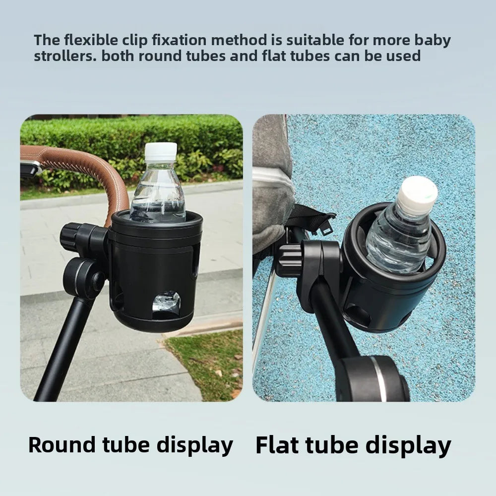 Anti-slip 2 in 1 Baby Stroller Cup Holder Easy To Install Adjustable Kids Cup Stand Black Non-slip