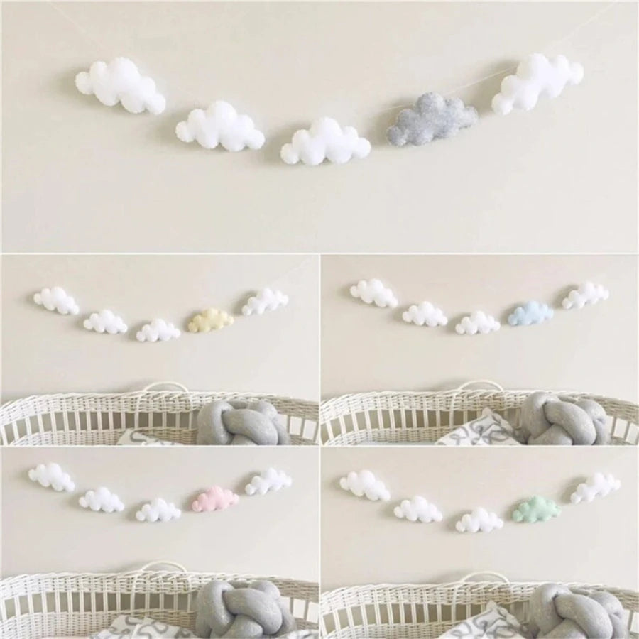 2Pc Ins Nordic Felt Cloud String Wall Hanging Home Room Decoration Bed Tent Bed Curtain Matching Room Decoration Hanging Decorations Holiday Wall Decoration Hanging Decorations
