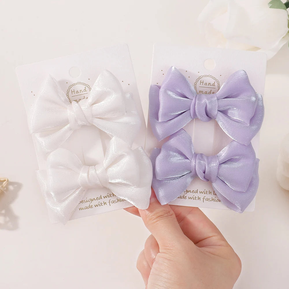 2Pcs/lot Princess Chiffon Bow Ponytail Hair Clips Girls Kids Hair Jewerly Hairpin Barrettes Fashion Hair Accessories