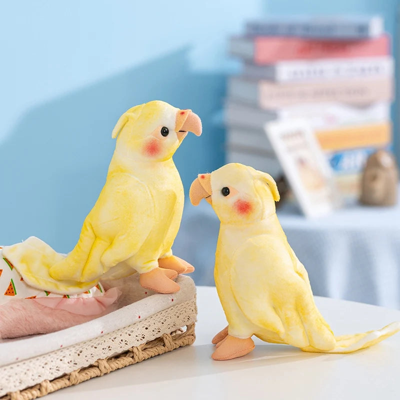 Hot 17cm Kawaii Small Yellow Parrot Plush Toy Dolls Imitation Soft Cartoon Bird Stuffed Christmas Home Decor Parrot Plush Toys