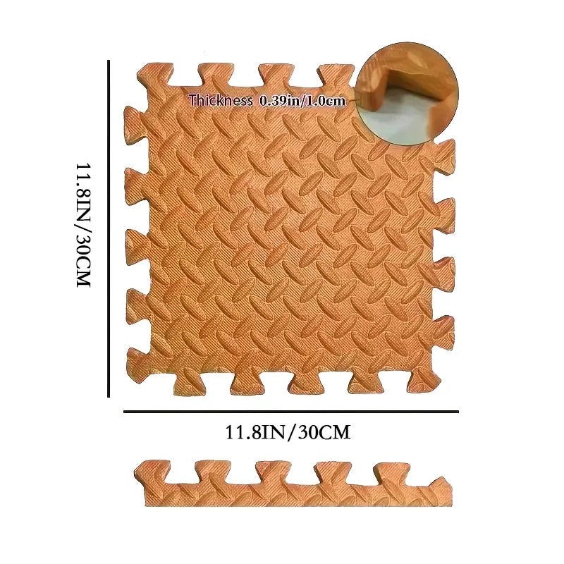Interlocking Baby Play Mat 1cm Thick EVA Foam 30x30cm Tile Leaf Grain Design, 6 Or 12 Pack