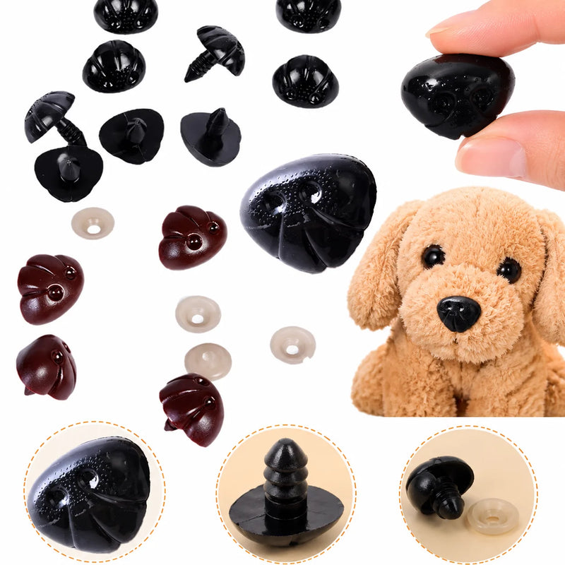 DIY 10pcs 5.5-7-9-12-13-16-18MM Plush Toy Dog Nose Doll Accessories Black Plastic Plush Safety  Nose For Toys  Funny Toy Animal