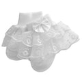 Baby Girls Ruffle Lace Socks, Super Soft Infant Ankle Socks Princess Dress Socks with Bow 3M-2T