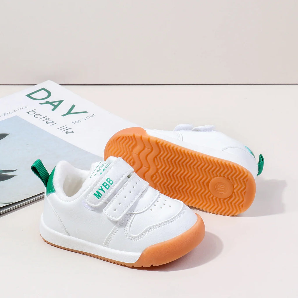 Winter Trendy New Baby Walking Shoes For Boys And Girls Small Children Anti-Slip Soft Sole White Sneakers
