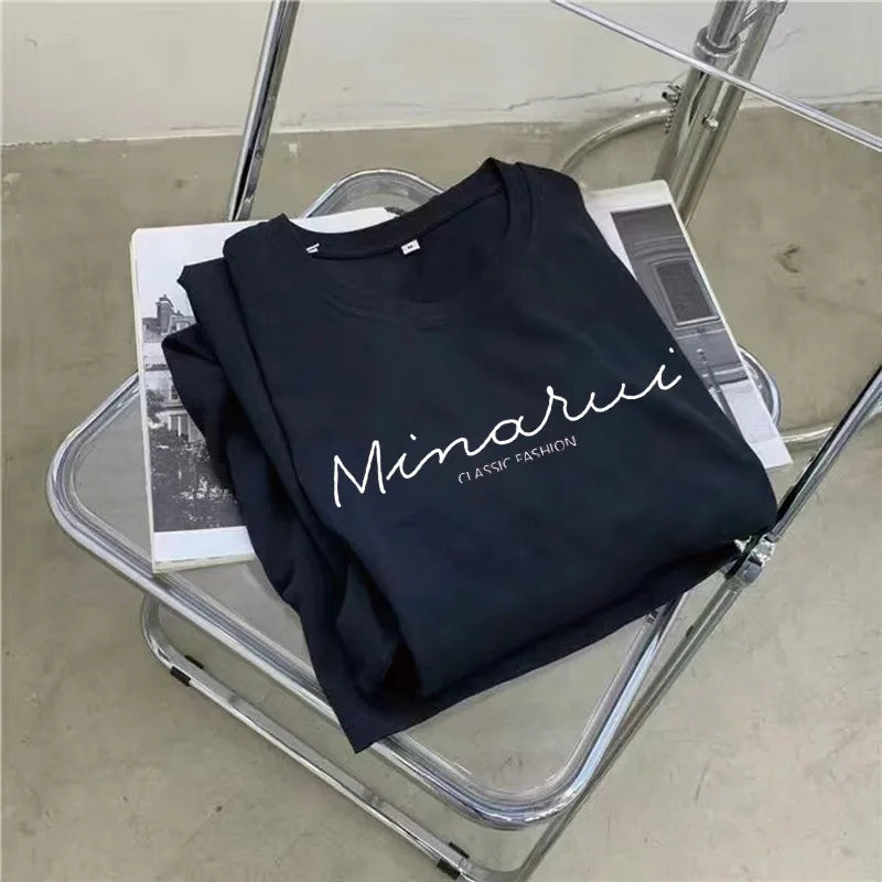 Korean Style Maternity Dress Loose Fit Short Sleeve Letter Print Casual Available White Black Grey Khaki Sizes M To 3XL