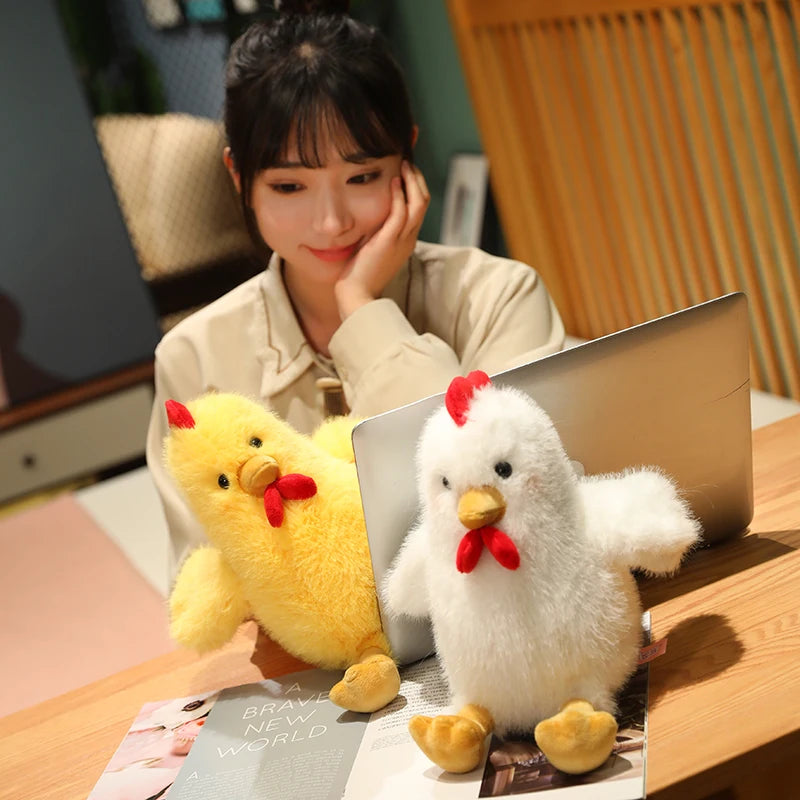 Nice Fluffy Chicken Plush Toys Cute Farmyard Animal White Yellow Chicken Plushies Funny Wet Chick Dolls Girl Boy Gift Home Decor