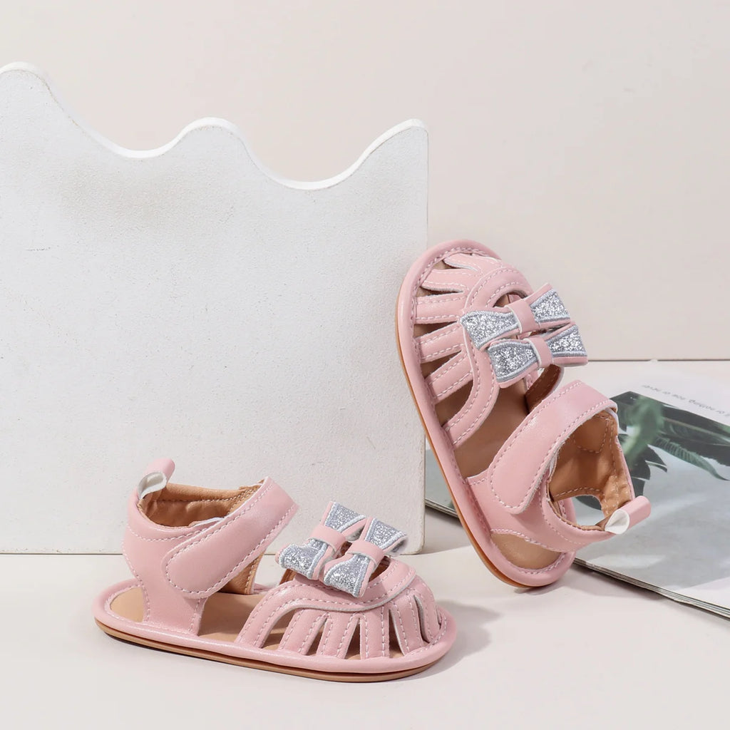 2025 Spring And Autumn Baby Girls First Walking Indoor Outdoor Toddler Shoes For 0-18M Baby Princess Sandal PU Leather TPR Sole