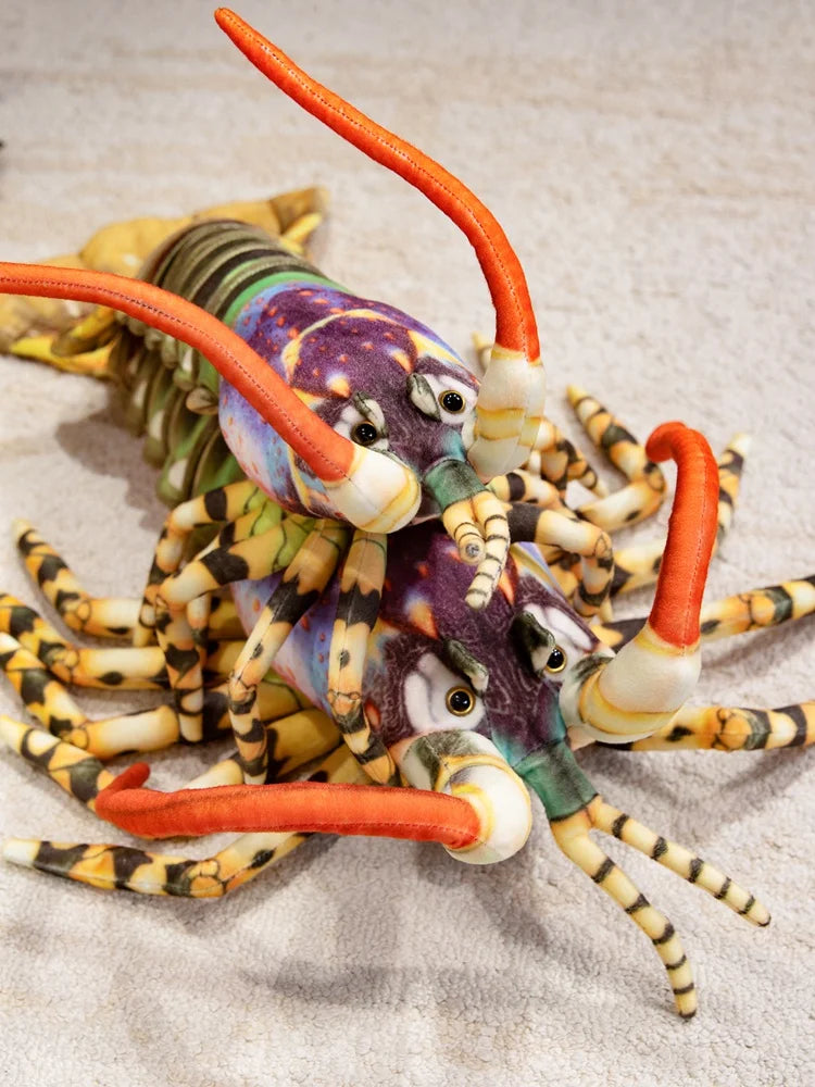 Colorful Lobster Plush Toy Stuffed Throw Pillow - Lifelike Design Creative Home Decor Funny Christmas Gift Vivid Lobster Theme