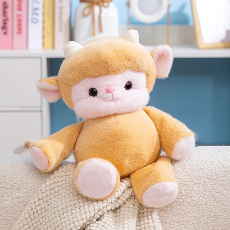 2026 Hot Cuddly Cartoon Sheep Plush Toys High Quality Fluffy Sitting Pose Doll Warm Cozy Children Companion Xmas Gift Home Decor
