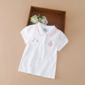3-12 Age Girls Polo Summer Children Short Sleeve T-shirts 2024 New Kids Turn Down Collar Clothing Baby Cotton Tops