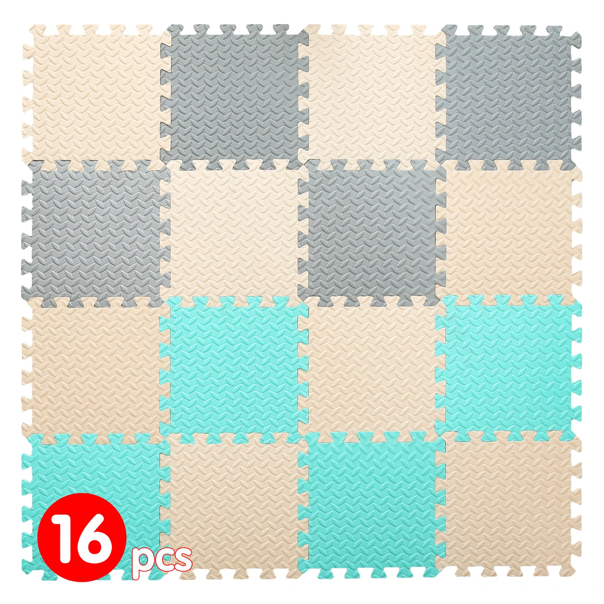 Tamiplay 0.4 Inch Thick Puzzle Mat 30x30 Cm EVA Foam Baby Play Mat 16 Pieces Red Yellow Blue Green
