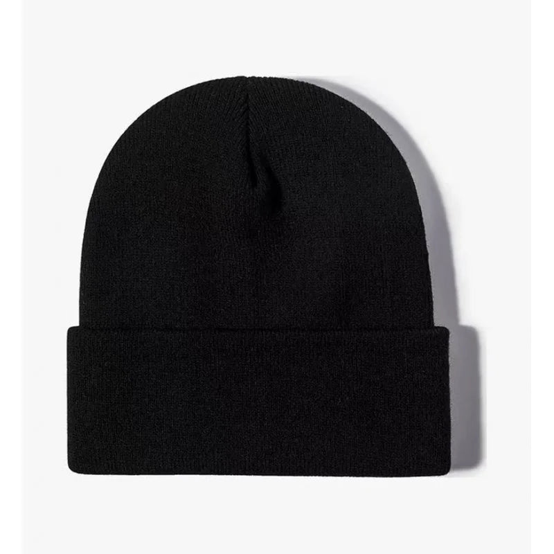 Solid Color Knitted  Plain Cold Hat Rolled Edge Customizable VersatileLOGOMen's and Women's Casual Versatile  Warm Knitted Hat