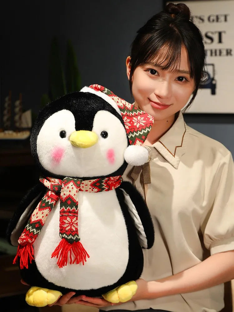 Cute Penguin Wear Christmas Hat Plush Toys Kawaii Soft Stuffed Animals Plushies Doll Christmas Party Decor Children Xmas Gift