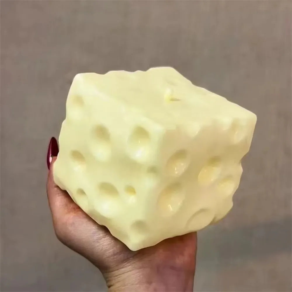 Slow Rising Cheese Squishy Toy Slow Rebound Soft Cheese Shape Squishy Toy Stretchy Moldable Simulated Butter Squeeze Toy