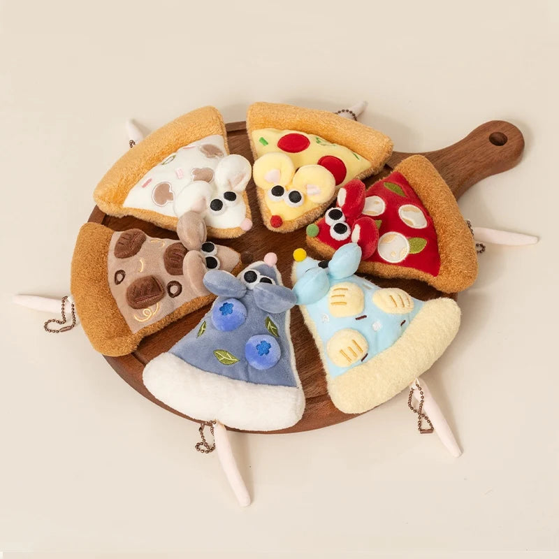 Pizza Mouse Plush Toys Hanging Pendants Creative Pizza Multiple Flavors Adorable Mouse Dolls Gifts For Birthday 14cm Decoration