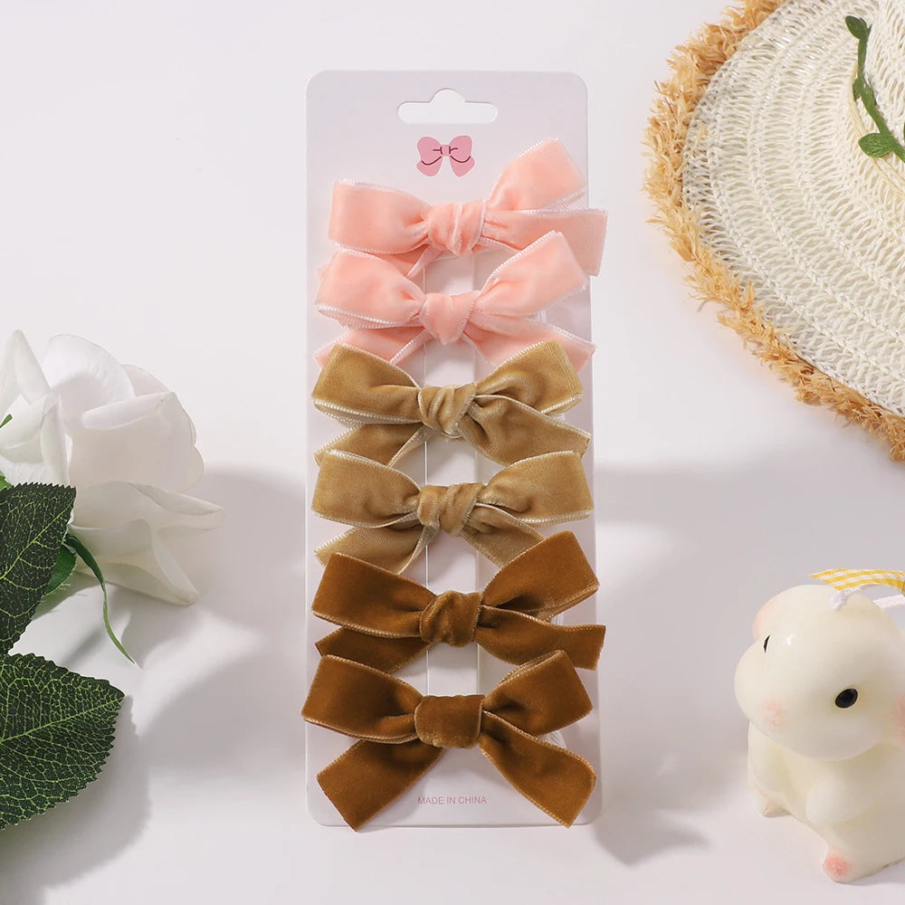 6Pcs Solid Ribbon Bows Hair Clips Cute Handmade Bow Hairpin Barrettes Headwear for Baby Girls Kids Hair Accessories Gifts