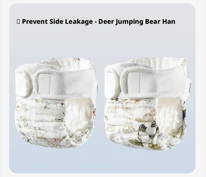 OUYUN Reusable Baby Cloth Diaper Pants 2pcs Cotton Gauze Breathable Nappy Cover Newborn M L XL