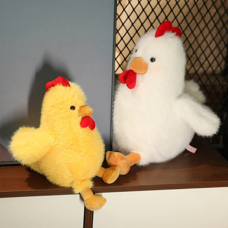 Hot Fluffy Chicken Plush Toys Cute Farmyard Animal White Yellow Chicken Plushies Funny Wet Chick Dolls Girl Boy Gift Home Decor