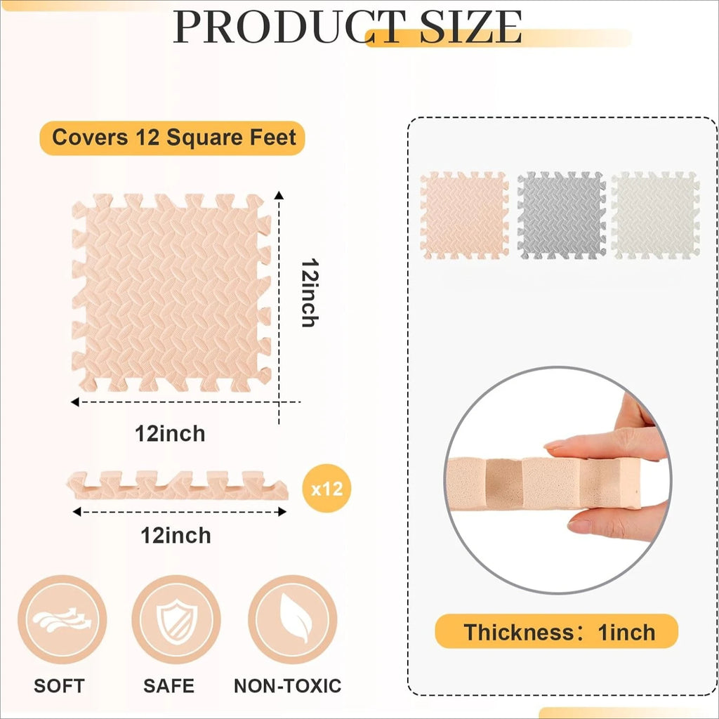 2.5cm Thick Baby Play Mat Tiles Interlocking EVA Foam Puzzle Floor Mats for Crawling Kids Room Safety Pad 2/6Pieces
