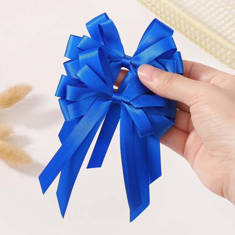 2Pcs Gorgeous Flower Bows Hair Clips Exquisite Tassel Ribbon Hairgripes Girls Party Decoration Hair Accessories