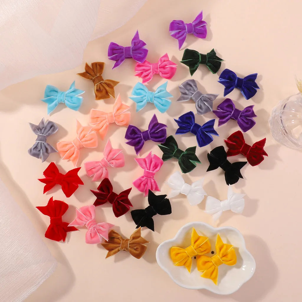 30PCS Velvet Bow Hair Clips Set for Girls Retro Red/Green Party Festivel Handmade Hair Accessories Kids Headwear